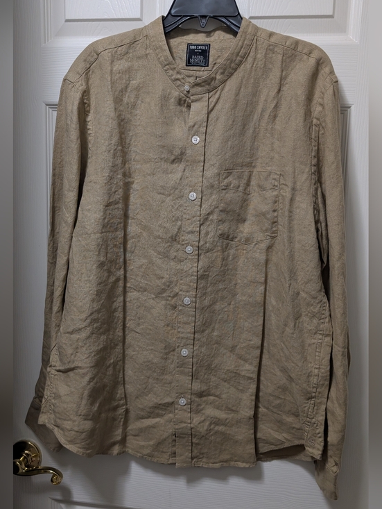 Todd Snyder Other - Todd Snyder x Baird McNutt Shirt Mens XL Band Collar Irish Linen Tan Luxury